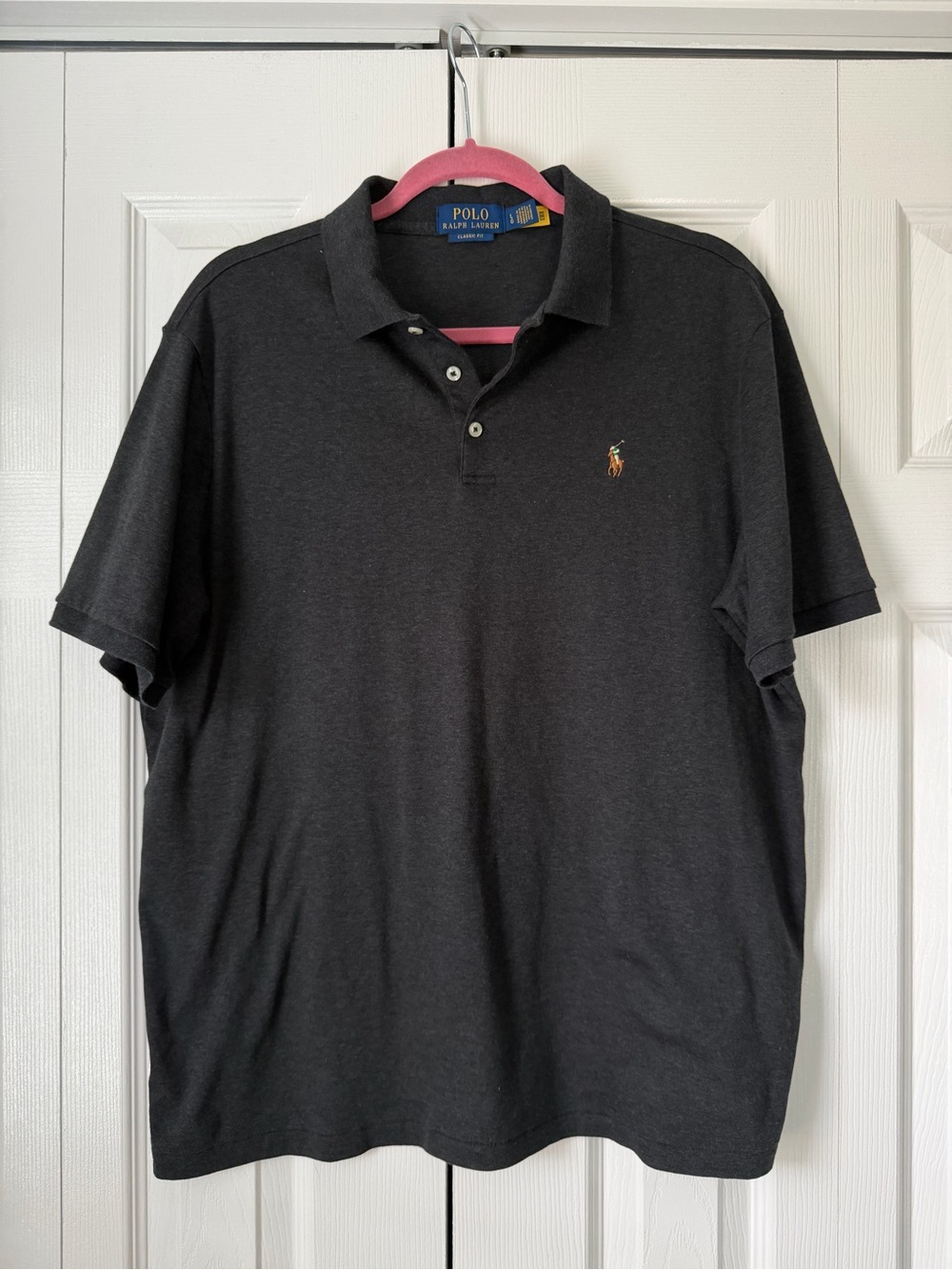 Ralph Lauren Black Polo with Multicolor Pony Logo